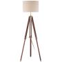 Surveyor Modern Tripod Floor Lamp Cherry Wood Beige Linen Drum Shade for Living Room Reading Bedroom Office - Possini Euro Design