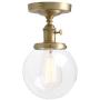 Pathson Industrial Brass Semi-Flush Mount Ceiling Light, Vintage Style Pendant Lighting, Glass Shade Hanging Light Fixtures for Laundry Room Living Room Cafe Bar