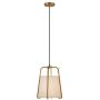 Henn&Hart PD0072 Modern 1-Light Contemporary Style Brass with White Fabric Shade for, Kitchen, Dining, Living Room Pendant, One Size