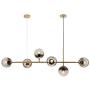 LITFAD Globe Shaped Island Lamp Smoke Gray Glass 6 Lights Dining Room Pendant Lighting Fixture Modern LED Chandelier in Brass Metal with Adjustable Cord for Bedroom Restaurant Hotel Bar LITFAD Globe Shaped Island Lamp Smoke Gray Glass 6 Lights Dining Room Pendant Lighting Fixture Modern LED Chandelier in Brass Metal with Adjustable Cord for Bedroom Restaurant Hotel Bar