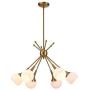 6-Light Modern Sputnik Pendant Light Mid Century Chandelier Semi Flush Mount Ceiling Light Industrial Vintage Ceiling Light for Foyer Bedroom Dining Room (Gold)