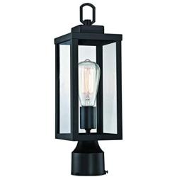 Gruenlich Outdoor Post Lighting Fixture with One E26 Medium Base Max 100W, Metal Housing Plus Glass, Matte Black Finish, Bulb Not Included