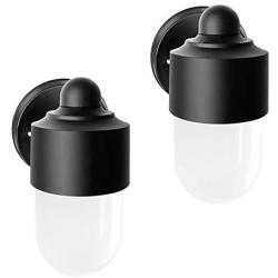 FUDESY 2-Pack Waterproof Plastic Outdoor Wall Lights,Black Jelly Jar Wall Mount Light Fixture for Porch,Patio,Warm White,FDS216B2