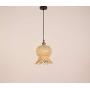 LITFAD Coffee Shop Lantern Ceiling Hanging Light Rattan Antique Style Single Light Pendant Light Bamboo LED Pendant Lamp with Adjustable Cord for Dining Room Living Room Restaurant