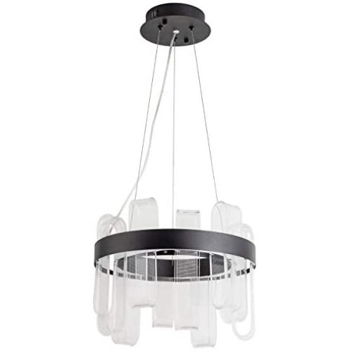 Modern LED Pendant Light, 10-Light Acrylic Circular Chandelier Contemporary Adjustable Hanging Ceiling Pendant Lighting for Living Room Bar Dining Room, 40W 4000K Nature White, Matte Black, Mesh