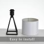 KRASTY Modern White Hollow Out Black Metal Base Bedside Lamp Living Room Bedroom Study Room Industrial Metal Square Base Table Lamp,Desk Lamp with White TC Fabric Shade