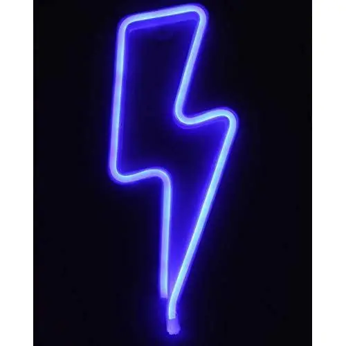 AUSAYE Neon Lights Lightning Led Neon Sign Wall Light Battery and USB Operated Blue Neon Lights Lightning Neon Signs Wall Decor for Home,Kids Room,Living Room,Bar,Christmas,Wedding,Party Decor