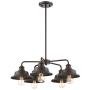 Trade Winds Lighting TW10052ORB 5 Light Vintage Industrial Hanging Ceiling Pendant Chandelier with Metal Shades, 60 Watts, in Oil Rubbed Bronze
