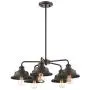 Trade Winds Lighting TW10052ORB 5 Light Vintage Industrial Hanging Ceiling Pendant Chandelier with Metal Shades, 60 Watts, in Oil Rubbed Bronze