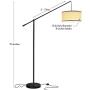 Brightech Hudson 2 - Contemporary Arc Floor Lamp Hangs Over The Couch from Behind - Large, Standing Pendant Light - Mid Century Modern Living Room Lamp - with LED Bulb - Jet Black