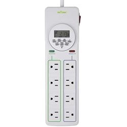 BN-LINK 8 Outlet Surge Protector with 7-Day Digital Timer (4 Outlets Timed, 4 Outlets Always On) - White