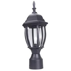 LIT-PaTH Outdoor Post Light Pole Lantern Lighting Fixture with One E26 Base Max 100W, Aluminum Housing Plus Glass, Matte Black Finish