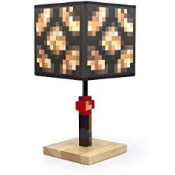 Minecraft Glowstone 14 Inch Corded Desk LED Night Light - Decorative, Fun, Safe & Awesome Bedside Mood Lamp Toy for Baby, Boys, Teen, Adults & Gamers - Best for Homes Bedroom, Living Room Or Office