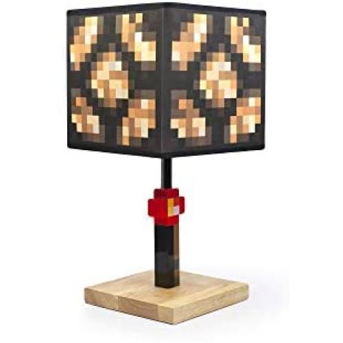 Minecraft Glowstone 14 Inch Corded Desk LED Night Light - Decorative, Fun, Safe & Awesome Bedside Mood Lamp Toy for Baby, Boys, Teen, Adults & Gamers - Best for Homes Bedroom, Living Room Or Office