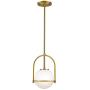 Modern Globe Pendant Lights, LMS 1-Light Hanging Light Fixture, Brushed Brass Finished with White Globe Glass Lampshade, LMS-013