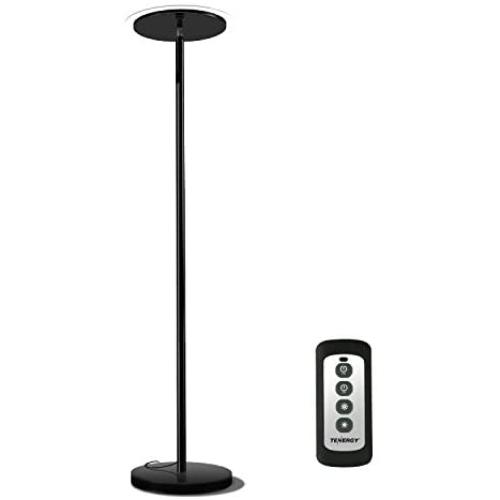 Tenergy Torchiere Dimmable LED Floor Lamp, Remote Controlled 30W (150W Equivalent) Standing Lamp with Stepless Touch Dimmer, 90° Adjustable Top, Wall Switch Smart Outlet Compatible, Warm White Light