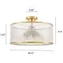 Modern Drum Organza Semi Flush Ceiling Light 6-Light Chandelier for Dining Room Living Room Gold Finish