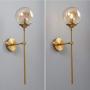 BOKT Glass Globe Mid Century Wall Sconce Wall Light Fixture Bedroom Lighting Nordic Living Room Background Wall Lamp Mirror Headlights(Amber)