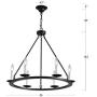 Bestier Wagon Wheel Chandelier 6 Lights Farmhouse Light Fixture Black Metal Finish 26'' Rustic Kitchen Island Dining Pendant Lighting