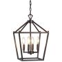 JONATHAN Y JYL7436A Pagoda Lantern Dimmable Adjustable Metal LED Pendant, Classic, Traditional for Dining, Living Room, Kitchen, 12'' 4-Bulb, Oil Rubbed Bronze