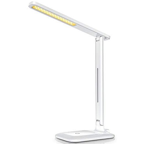 LED Desk Lamp, LITOM 2019 Upgraded Office Desk Lamp with 9 Light Mode, Touch Control, Memory Function, Eye-Caring, Foldable Dimmable, Table Lamp for Reading, Studying, Working, White