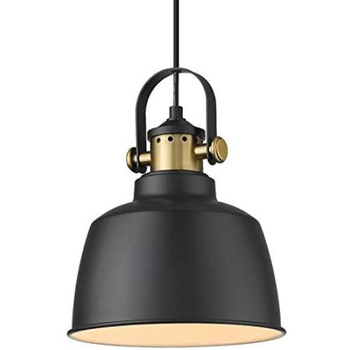 Autelo Farmhouse Pendant Light, 1-Light Indoor Hanging Light Fixture for Kitchen Island Dining Room H3700-1 BK