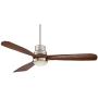 52'' Casa Delta-Wing Mission Ceiling Fan with Light LED Brushed Nickel Walnut Wood for Living Room Kitchen Bedroom Family Dining - Casa Vieja