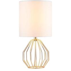 COTULIN Table Lamp,Gold Lamps for Bedroom Nightstand,Modern Hollowed Out Base Small Table Lamp with White Fabric Shade for Living Room,Small Desk Lamp