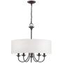 Kira Home Quinn 21'' Traditional 5-Light Chandelier + White Linen Drum Shade, Oil-Rubbed Bronze Finish