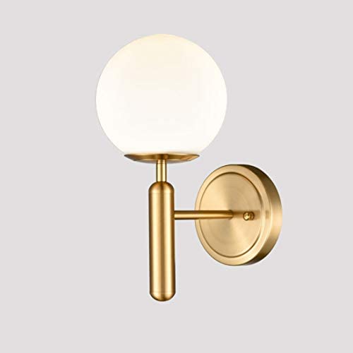 EUL Mid-Century Bedroom Sconce Globe Vanity Wall Light in Brass Finish