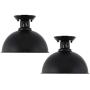 HMVPL Industrial Close to Ceiling Light, Metal Black Semi Flush Mounted Pendant Lighting Fixtures Farmhouse Edison Ceiling Lamp for Kitchen Island Dining Room Foyer Hallway Entryway (Set of 2)