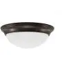 CORAMDEO 11 Inch LED Decorative Flush Mount Ceiling Fixture, Color Select Switch, Built in LED Gives 125W of Light from 16.4W of Power, 1150 Lumen, Dimmable, Bronze Finish with Frosted Glass - 2 Pack