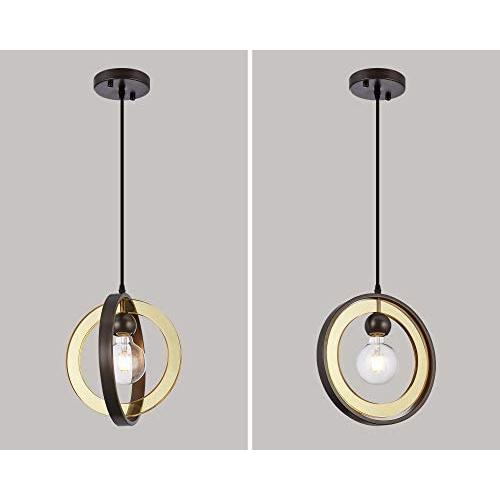 1-Light Modern Mini Pendant Light Globe, Small Chandelier with Acrylic Ring Lampshade, Hanging Ceiling Light Fixture for Kitchen Island, Dining Room, Bedroom, Foyer and Bar