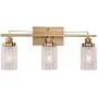 Sivilynus Gold Bathroom Light Fixture, 3 Lights Brushed Brass Sconces Wall Lighting Rustic Vanty Lights for Bathroom Lights Over Mirror with Clear Glass Shade Dining Room