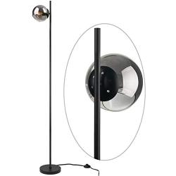 ArcoMead Industrial Floor Lamp with Smoke Gray Glass Shade,On-Off Switch,Modern Indoor Pole Light for Bedroom,Living Room,Study Room or Offices (Black)