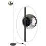 ArcoMead Industrial Floor Lamp with Smoke Gray Glass Shade,On-Off Switch,Modern Indoor Pole Light for Bedroom,Living Room,Study Room or Offices (Black)