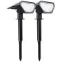 TRODEEM 12 LEDs Solar Landscape Spotlights Outdoor, IP67 Waterproof Solar Powered Wall Lights 2 in 1 Wireless Solar Landscape Lights Outdoor Yard Garden Driveway Porch Walkway Pool 2 Pack Cold White