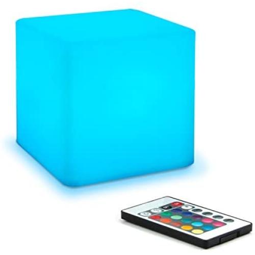 Mr.Go 4-inch to 32 inches Dimmable LED Night Light Mood Lamp for Kids and Adults - 16 RGB Colors - 5 Level Dimming - 4 Lighting Effects - Rechargeable - Remote Control - Decorative - Fun and Safe - White Finish