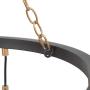 LALUZ 6-Lights Black Round Island Chandelier, 26'' Diameter Retro Rustic Pendant Lighting Lamp for Kitchen, Living Room, Corridor ( E26 Base, Max 60W )