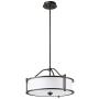 Pendant Lighting 18 inch 3 Light Drum Pendant Light with Fabric Shade and Glass Diffuser in Dark Bronze, Classic Convertible Drum Chandelier for Living & Dinning Room XiNBEi-Lighting XB-P1199-DB