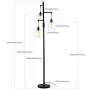 Stepeak Minimalist Glass Floor Lamp, 3 Heads Industrial Pole Standing Lighting Tall Reading Task Light for Living Room Bedroom Office Dormitory Office Cafe, 163cm/64inches