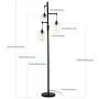 Stepeak Minimalist Glass Floor Lamp, 3 Heads Industrial Pole Standing Lighting Tall Reading Task Light for Living Room Bedroom Office Dormitory Office Cafe, 163cm/64inches