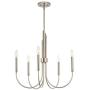 Kira Home Helene 22'' 5-Light Modern Chandelier, Adjustable Hanging Height, Brushed Nickel Finish