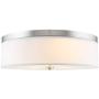 Kira Home Walker 20'' Large Mid-Century Modern 3-Light Flush Mount Ceiling Light, White Fabric Shade + Round Glass Diffuser, Brushed Nickel Finish