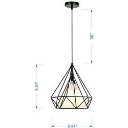 Dalux Pendant Light Geometric Cage Modern Retro Industrial Metal Bird cage Diamond Shade Ceiling Hanging Light for Kitchen Island Dining Room Hallway