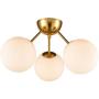 Classic Mid Century Modern Globe Semi Flush Mount Ceiling Light Sputnik Chandeliers,White Frosted Glass Gold Finished for Living Room Dining Room Bedroom 3- Light