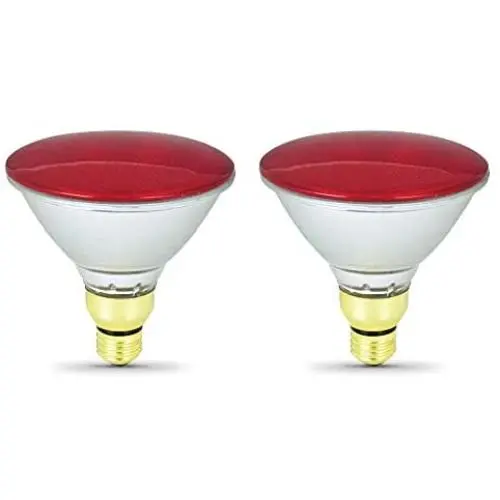 Sterl Lighting - Pack of 2 PAR38 Red Floodlight Spotlight Bulb Halogen Reflector , 70 Watts , 120 Volts , E26 Medium Base , 300 Lumens