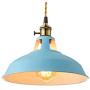 KWOKING Lighting Lovely Industrial 1 Light Pendant Lamp Modern Ceiling Lights with Adjustable Cord Colorful Hanging Lamp for Dining Table Restaurant Kitchen Island Blue Finish