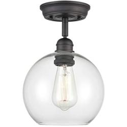 WILDSOUL Lighting 60011OB 1-Light Globe Glass Semi Flush Mount, Modern and Industrial Sloped Ceiling Compatible Entry Hallway Kitchen Ceiling Light Fixture, Oil Rubbed Bronze, 7-7/8'' Width