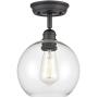 WILDSOUL Lighting 60011OB 1-Light Globe Glass Semi Flush Mount, Modern and Industrial Sloped Ceiling Compatible Entry Hallway Kitchen Ceiling Light Fixture, Oil Rubbed Bronze, 7-7/8'' Width